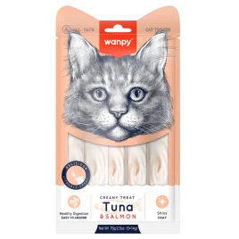 Wanpy Ton Balığı ve Somonlu Tüy Sağlığı Destekleyici Krema Kedi Ödül Maması 14gr (5’li)